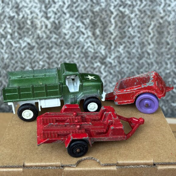Vintage TOOTSIETOY Tootsie Toy Deuce Half Truck & Trailer Army 1960's 1970's Lot - Picture 5 of 10